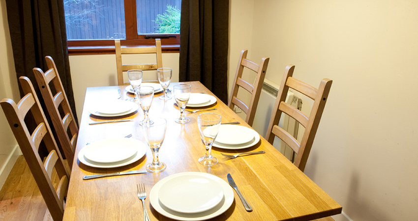 The dining area at Birchbrae Highland Lodges, nr Glencoe