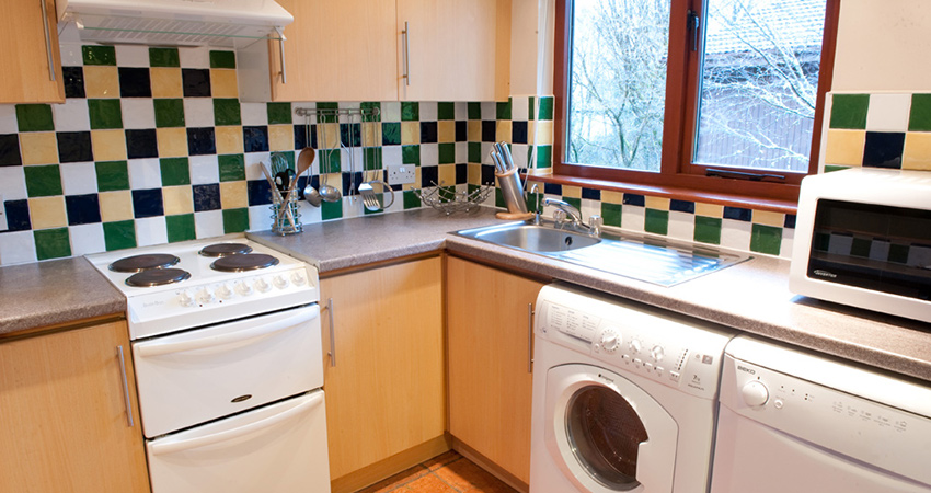 Our lodges have well appointed kitchen at Birchbrae